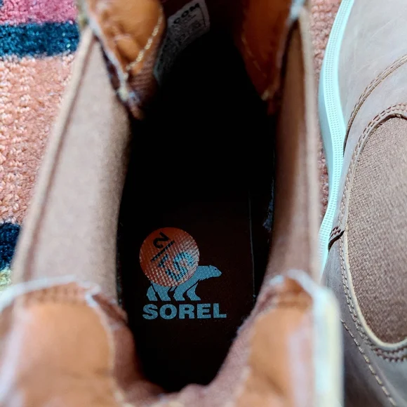 Sorel brown & tan leather Hi Rise Chelsea ankle boots Womens 5.5 - Picture 4 of 9